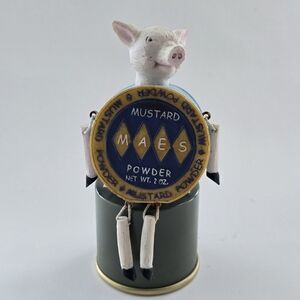 2004 WMG Pig Kitchen Shelf Sitter Mustard MAES Powder Spice Tin Figurine
